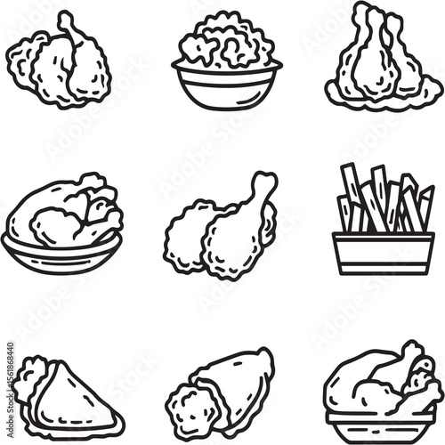 Food Black Line Editable Icons set