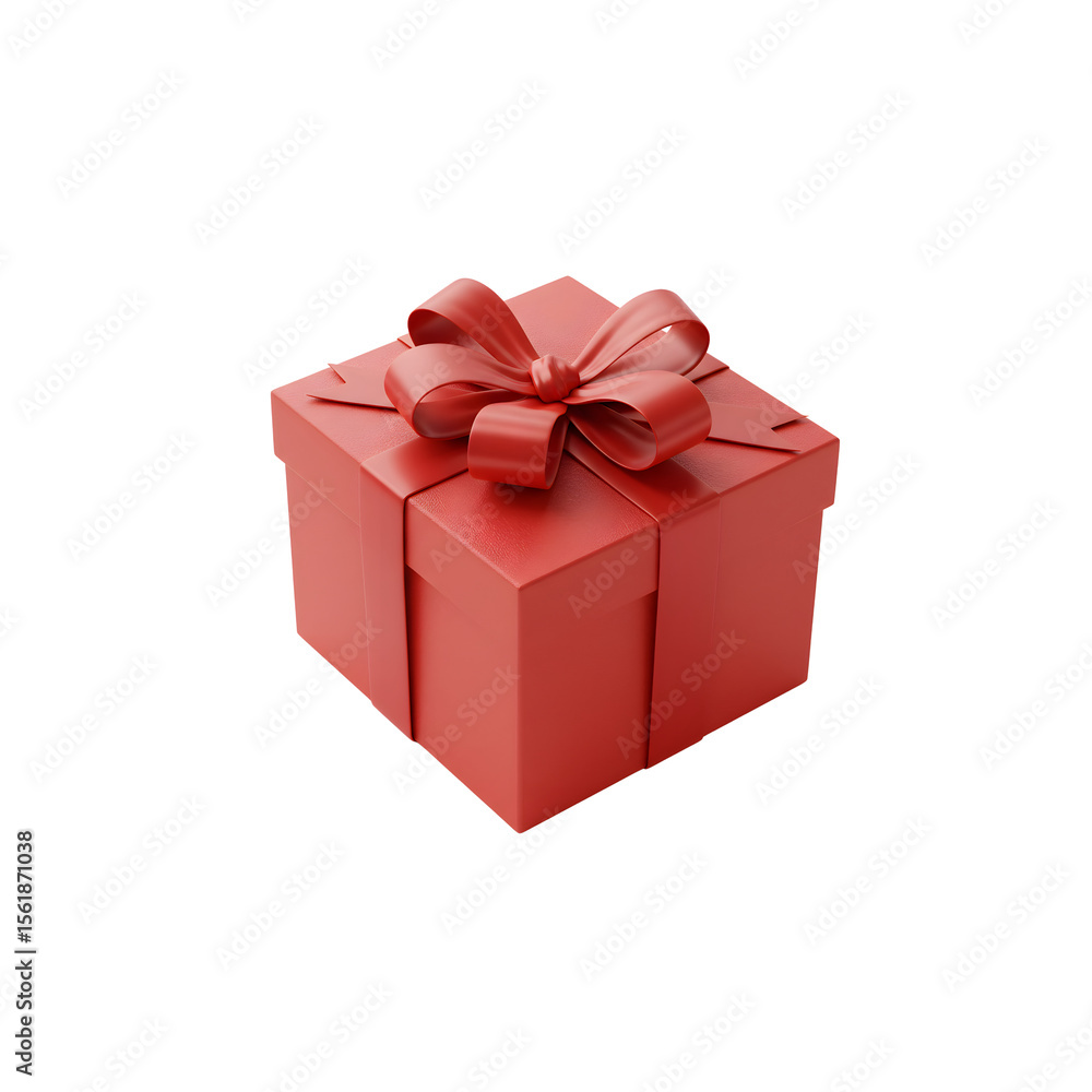 Obraz premium Elegant gift box with satin ribbon bow, isolated on white background—perfect for birthdays, holidays, weddings, surprises, celebrations, festive packaging, and seasonal promotions.