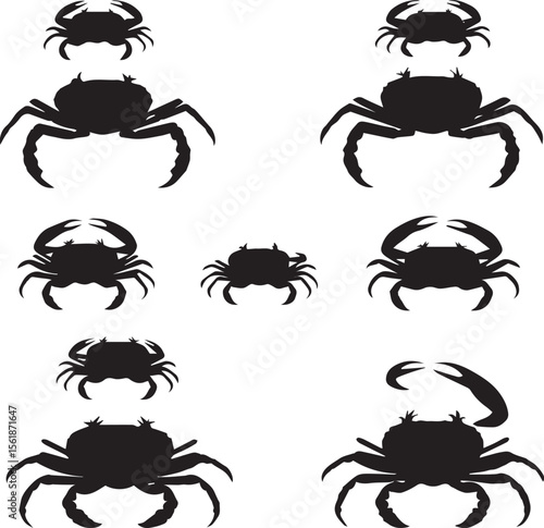 set of crab silhouettes