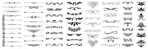 Wallpaper Mural Set or collection of vector filigree flourishes for design. Decorative elements collection. Torontodigital.ca