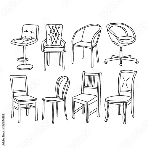 Simple black and white chair sketches