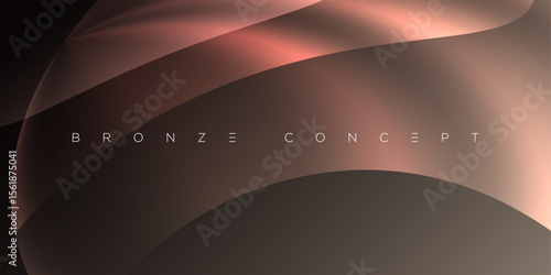 Abstract metallic bronze vector with flowing curved shapes and soft light gradients. Perfect for elegant branding, digital design, modern presentations, and high-end creative visual compositions.