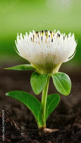Stunning Close-Up of a Delicate White Flower Blooming from the Earth