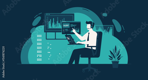 Analyst Managing Business Data With Technological Tools In Corporate Setting