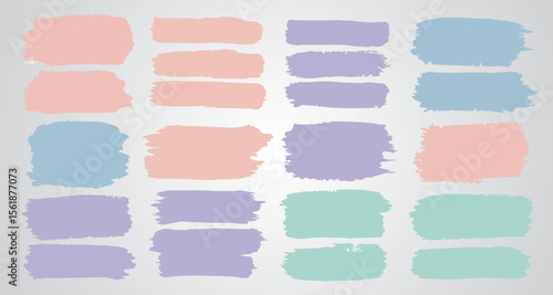 Brushstroke Palette: A collection of watercolor brushstrokes in a range of soft pastel shades, perfect for adding artistic flair to your designs. Aesthetically pleasing, expressive brushstrokes.