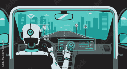 Autonomous Vehicle Future Driven By Artificial Intelligence Technology On Urban Road