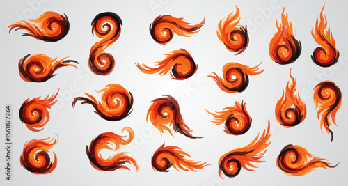 Fire Flame Design Elements 
