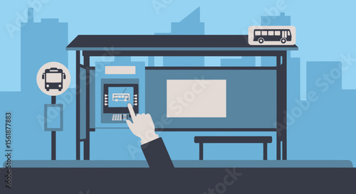 Purchasing Transportation Tickets At A Bus Stop With An Integrated Vending Machine