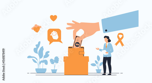 Charitable Giving And Financial Support Illustration For Social Responsibility