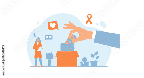 Charitable Donation Campaign Illustration For Fundraising Cause And Financial Help