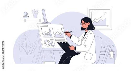 Scientist Analyzing Data Charts And Graphs For Scientific Research In The Laboratory