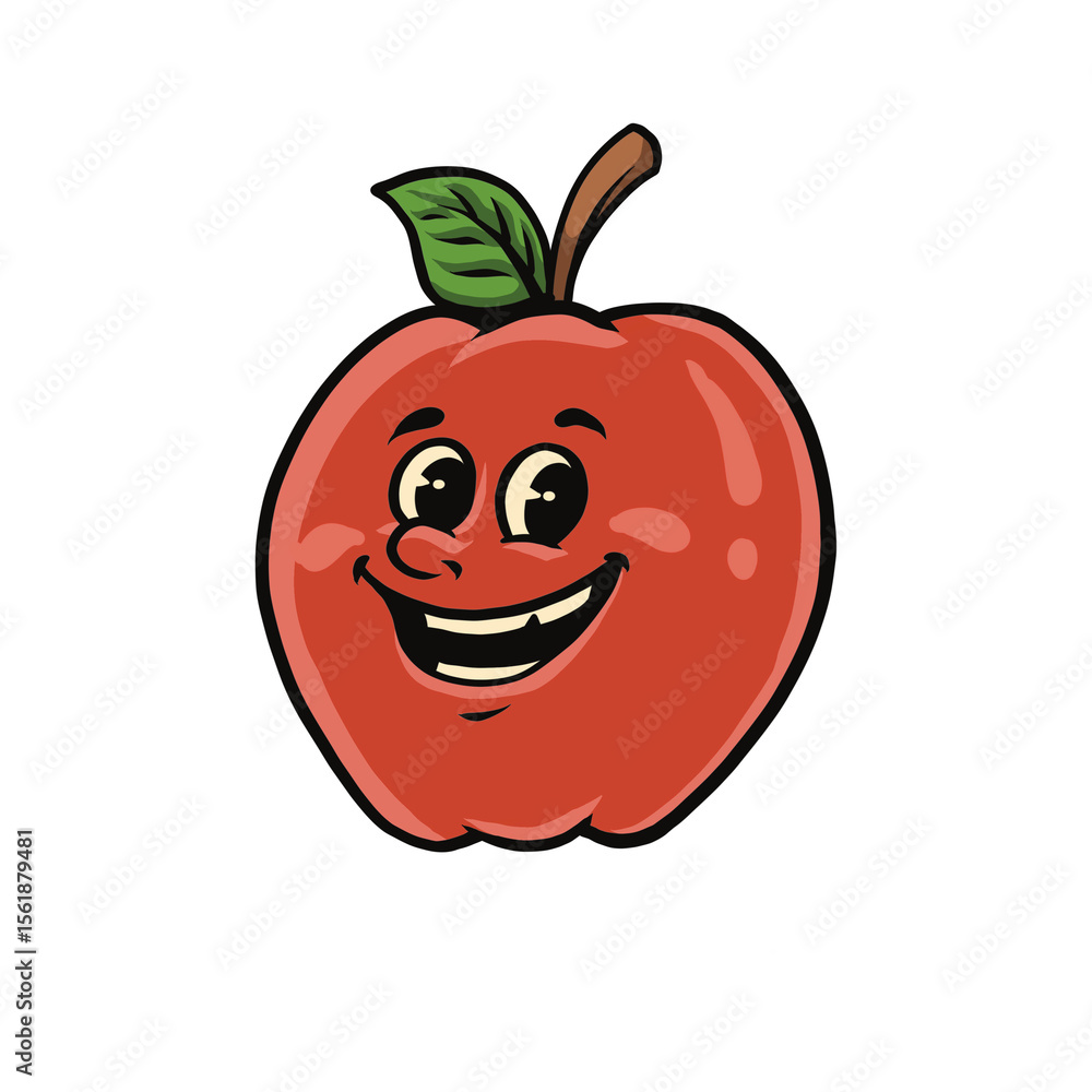Obraz premium Red Apple Cartoon Character