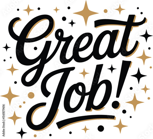 Great job congratulations card design vector template for achievement award