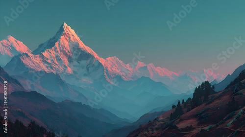 Majestic Himalayan Mountain Range at Sunrise