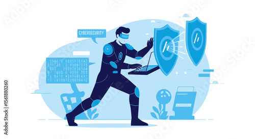 Cybersecurity Professional Actively Shielding Data With Digital Security Measures And Technology