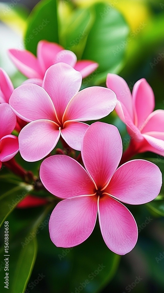 Delicate pink plumeria blossoms with vibrant petals unfold against a soft green background, showcasing the elegant symmetry and tropical beauty of these fragrant flowers. Delicate pink plumeria blossoms with vibrant petals unfold against a soft green background, showcasing the elegant symmetry and tropical beauty of these fragrant flowers.