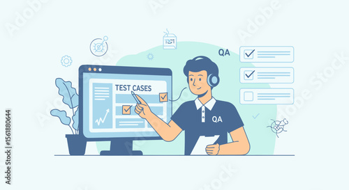 Dedicated Qa Engineer Working On Test Cases And Quality Assurance Procedure