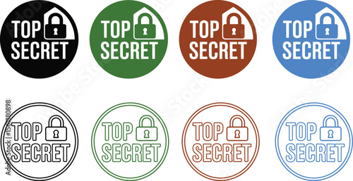 Top secret vector icons set collection of confidential data labels design