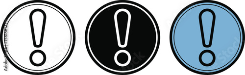 Exclamation point icon set vector warning attention caution sign danger alert