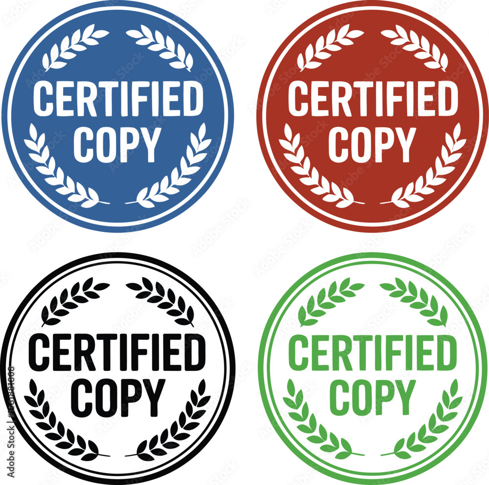 Obraz premium Certified copy stamp vector image collection for official document use only