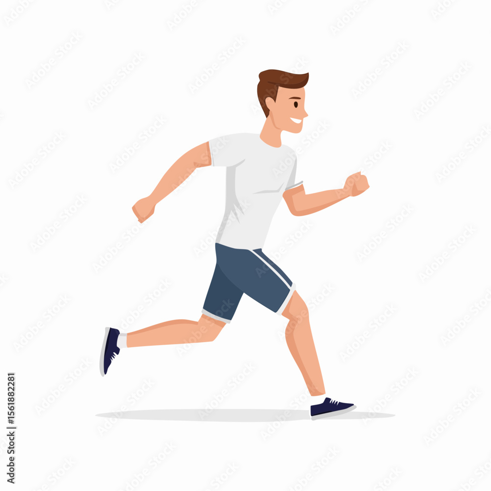 Vector Illustration of a Man Jogging, Running, Active Lifestyle Vector Illustration of a Man Jogging, Running, Active Lifestyle