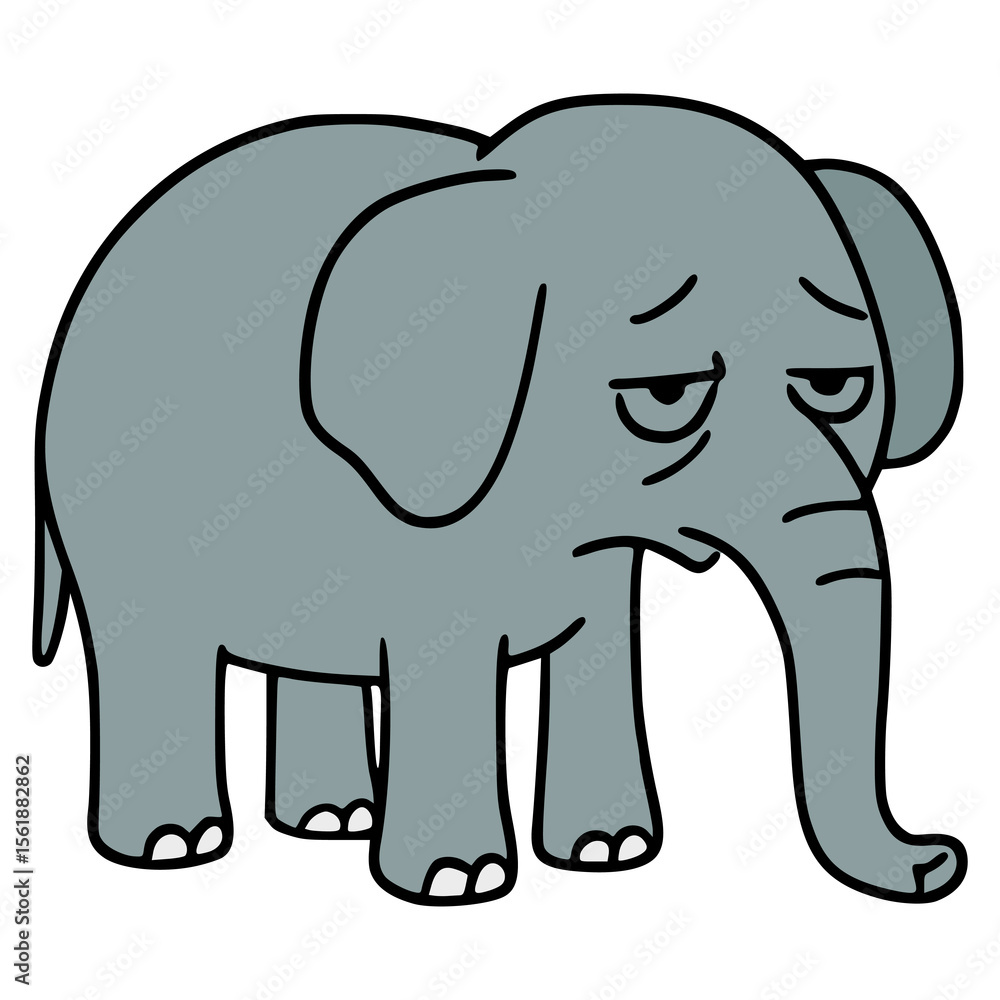 Fototapeta premium tired elephant wild animal flat color vector illustration template design