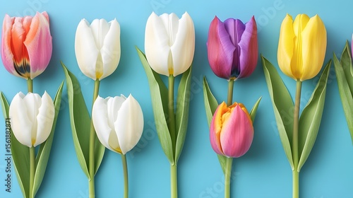 Wallpaper Mural Vibrant Colorful Tulip Flowers Row Spring Blossom Torontodigital.ca