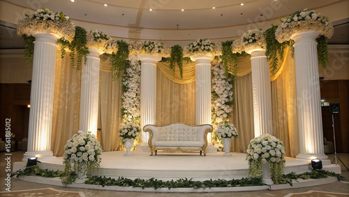 Ornate marble columns and antique furniture define the luxurious interior of this Italian church, bathed in light from grand windows
