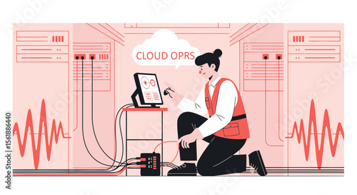 Network Engineer Maintaining Cloud Server Infrastructure In Data Center Facility