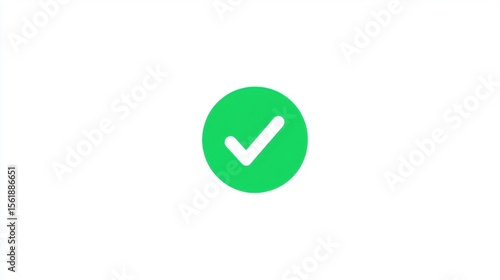 Free Download Bright green circular icon with centered white check-mark symbol on plain white background, simple clean design, smooth curves, stark contrast. - GFXLoad