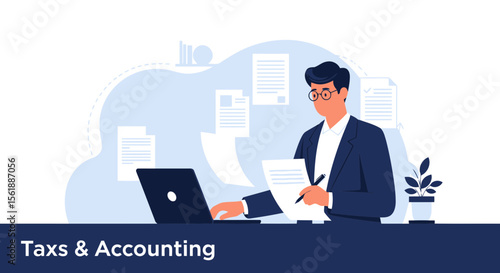 Professional Accountant Preparing Financial Reports And Analyzing Business Data