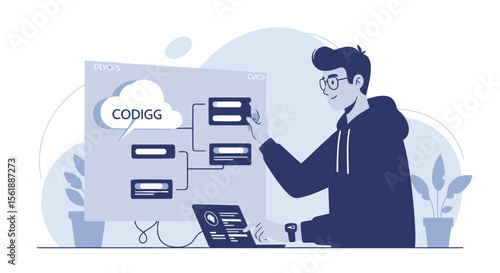 Programmer Visualizing Cloud Computing Architecture For Software Engineering Platform