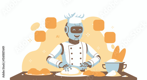 Robotic Chef Preparing Dough In Kitchen Automation For Technological Advancement