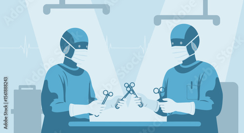Surgical Team Preparing For Operation In Modern Operating Room Interior