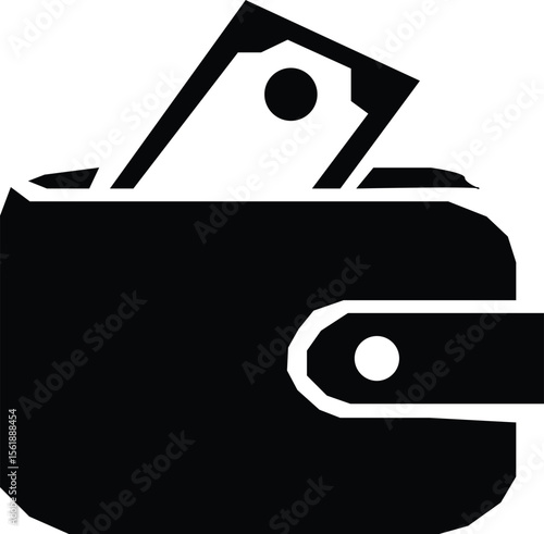 minimalist money bag wallet vector silhouette black color in white background