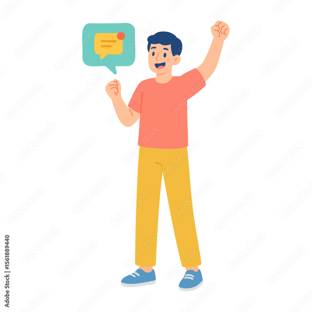 man with chat bubble illustration man with chat bubble illustration