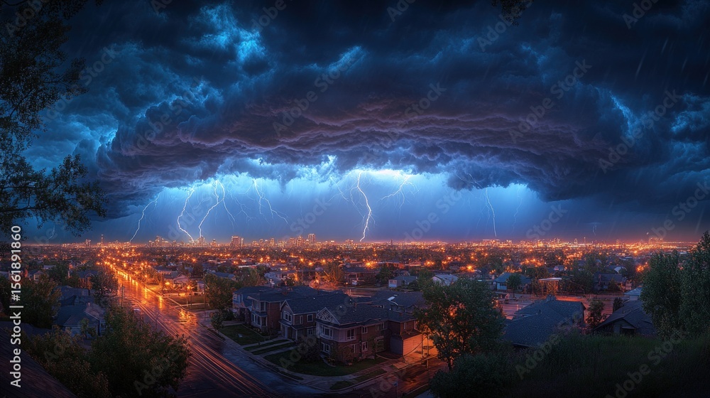 Obraz premium City under dramatic storm