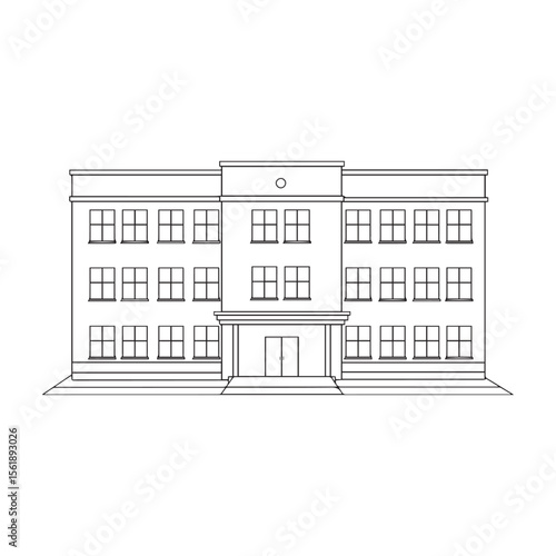 School building outline vector illustration for education architecture and cityscape projects