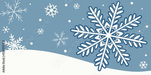 Christmas winter holiday background with festive snowflakes and icy decoration