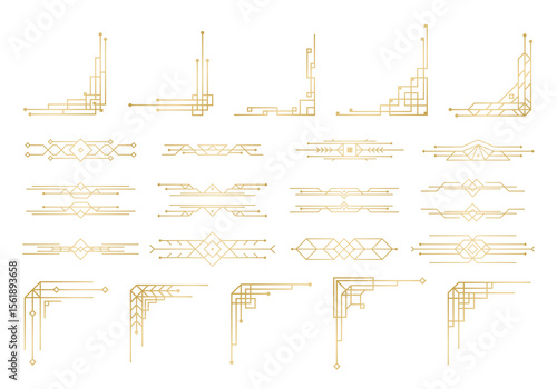 PNG elegant vintage floral art deco ornament calligraphy decorative scroll frame border retro design classic style background certificate baroque vignette linear flourish label page set illustration

