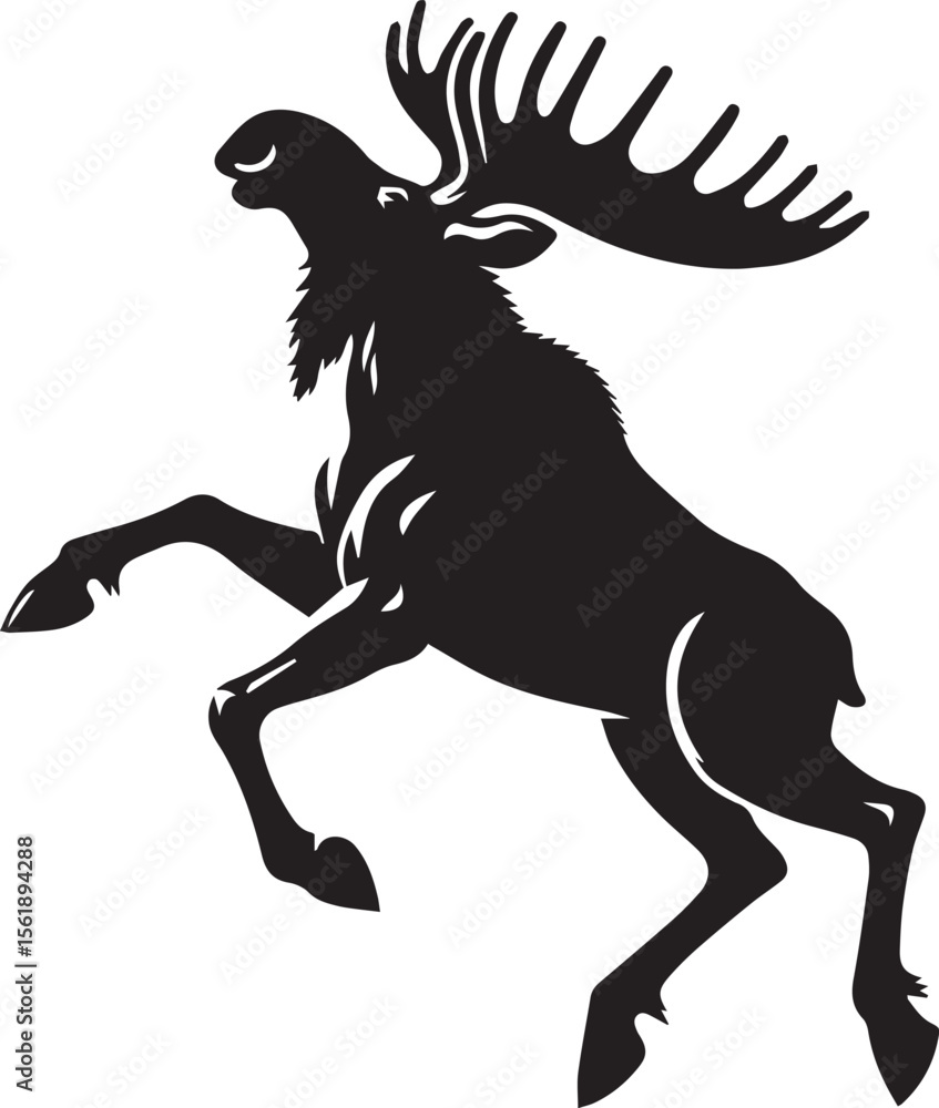 Fototapeta premium Moose Vector In Black and White