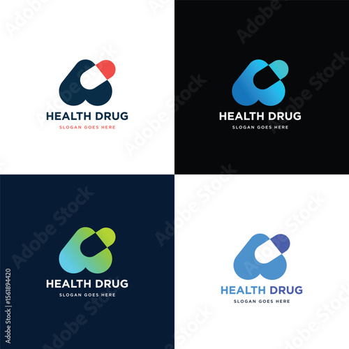 Pill shape logo with an alphabet A, suitable for pharmacy logo