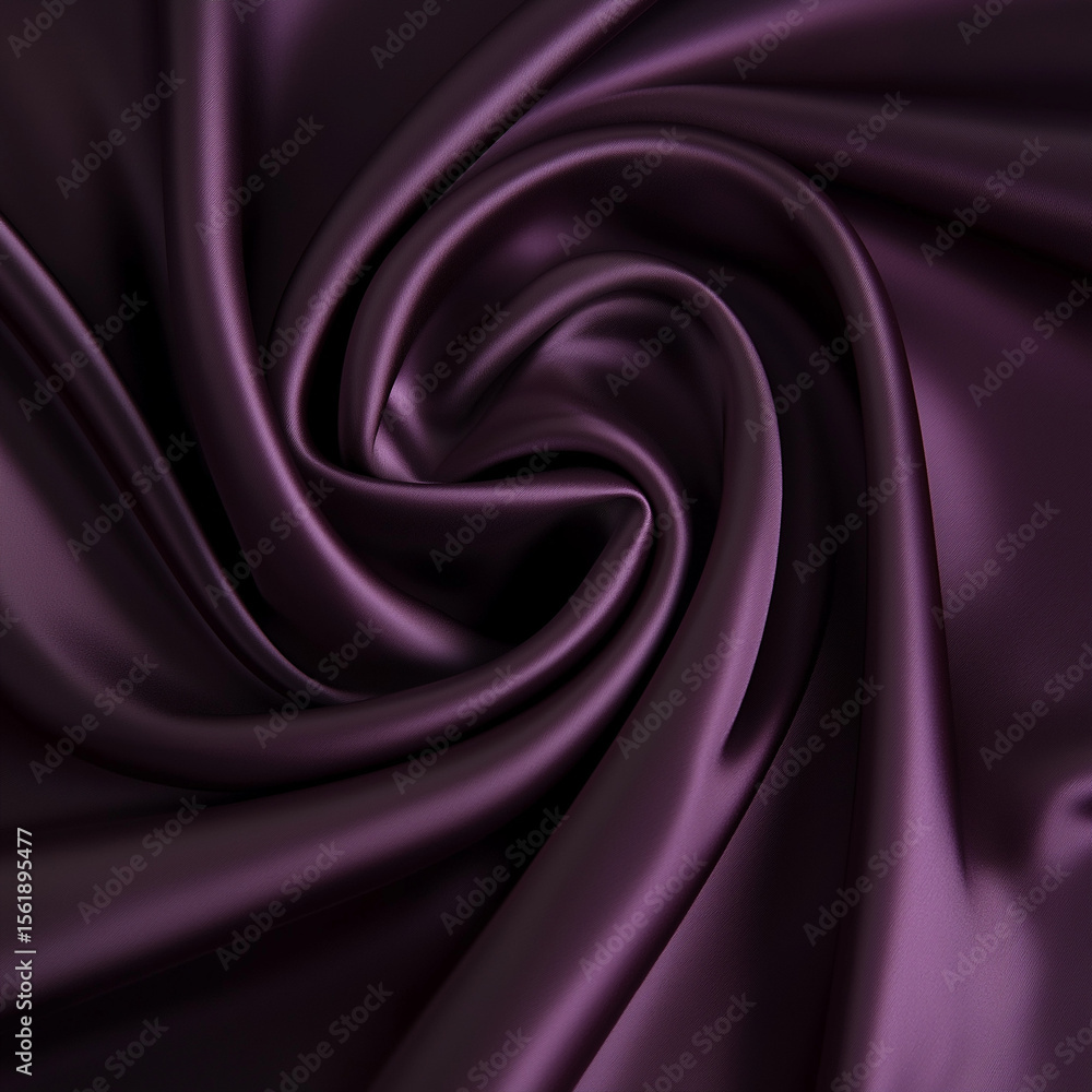 Fototapeta premium eggplant colour exquisite silk satin material with smooth wavy texture