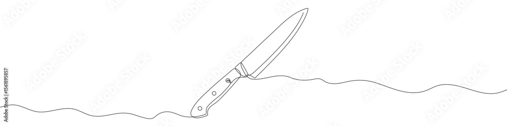 Obraz premium Knife in one line art style. Knife drawing with editable black stroke on white background. Vector illustration.