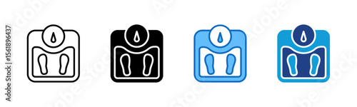 Weight Scale - Multi Style Icon Sheet Vector Design - body scale with a measurement dial, symbolizing weight tracking
