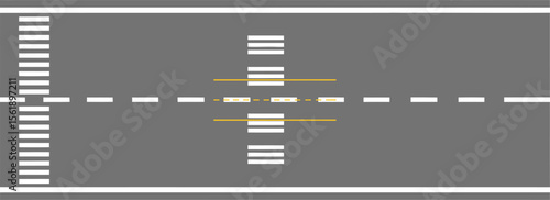 A graphic depiction of an airport runway with markings and lines.
