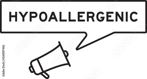 Megaphone icon with speech bubble in word hypoallergenic on white background