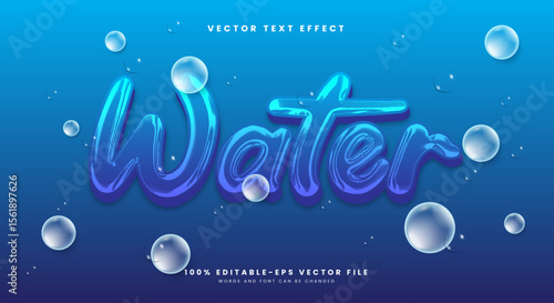 Water 3d editable text effect Template Suitable for Chrome Style