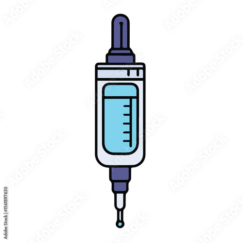 Medical IV fluid bag illustration in sterile environment. Vertical depiction of a medical IV bag with a drip, displaying fluid volume. Medical professional use. Hospital -