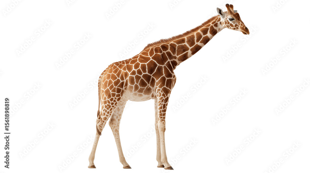 Naklejka premium Giraffe Standing Tall Isolated on Transparent Background